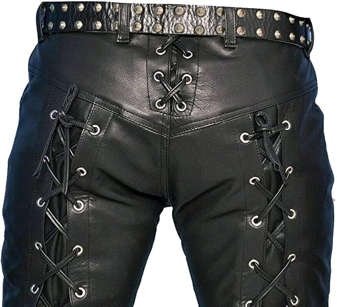 y*7様 Blackmeans leather pants cowskin Mens New Black Buckskin Suede leather Western Hippy Fringes